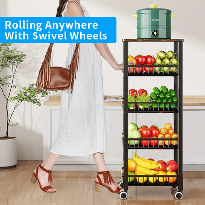 Kitchen Rack: 15.7'' W Metal Shelving Unit with Wheels