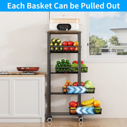 Kitchen Rack: 15.7'' W Metal Shelving Unit with Wheels