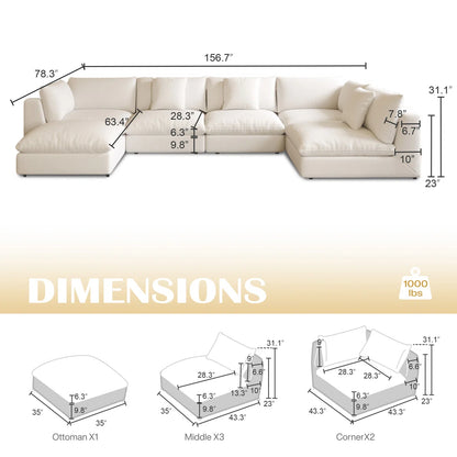 7 Seater Sofa Set: Luxury U Shaped Sectional Couch
