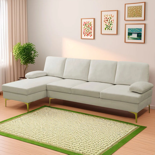7 Seater Sofa Set: 2-Piece Fluffy Fabric Sofa Set for Cozy and Modern