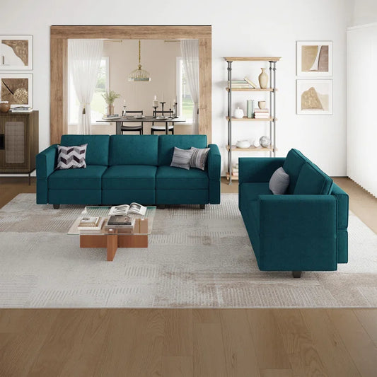 7 Seater Sofa Set: 2-Piece Modular Sectional Sofa with Storage