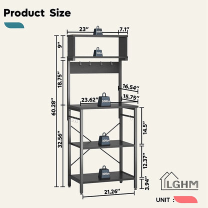 Kitchen Rack: 21.26'' Wood Standard Baker's Rack with Microwave Compatibility