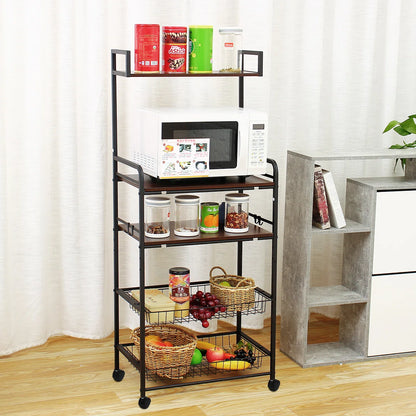 Microwave Stands: 22.83'' Steel Baker’s Rack with Microwave Shelf and Storage