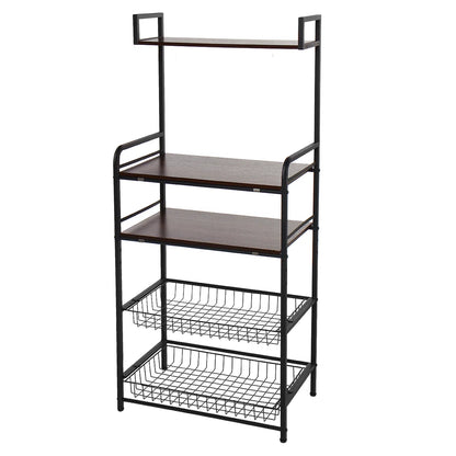 Microwave Stands: 22.83'' Steel Baker’s Rack with Microwave Shelf and Storage