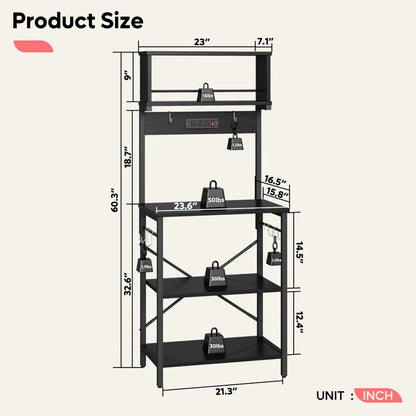 Kitchen Rack: 23.62'' Microwave Oven Stand with 5 Tiers and Power Outlet in the Kitchen Baker's Rack