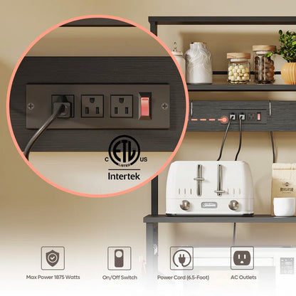 Kitchen Rack: 23.62'' Microwave Oven Stand with 5 Tiers and Power Outlet in the Kitchen Baker's Rack