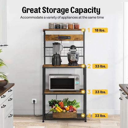Kitchen Rack: 23.62'' Iron Standard Baker's Rack with Microwave Compatibility