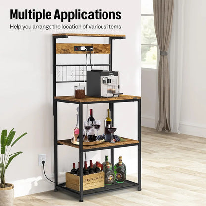 Kitchen Rack: 23.62'' Iron Standard Baker's Rack with Microwave Compatibility