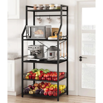 Kitchen Rack: 23.6'' Standard Baker's Rack Particle Board with Microwave Compatibility
