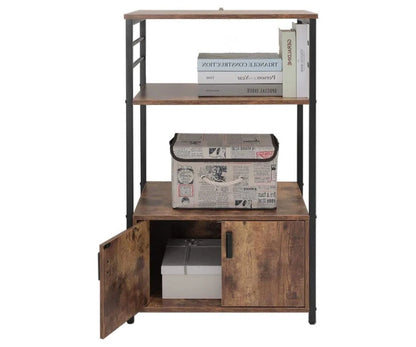 Kitchen Racks: 23.6" steel baker’s rack with wooden shelves for kitchen storage and organization