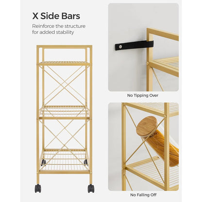 Kitchen Rack: 23.6'' W Steel Shelving Unit with Wheels