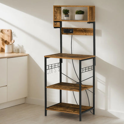 Kitchen Rack: 25.5'' Steel Standard Baker's Rack with Microwave Compatibility and Glass Holders