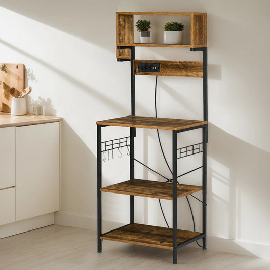 Kitchen Rack: 25.5'' Steel Standard Baker's Rack with Microwave Compatibility and Glass Holders