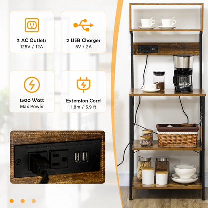 Kitchen Rack: 25.5'' Steel Standard Baker's Rack with Microwave Compatibility and Glass Holders