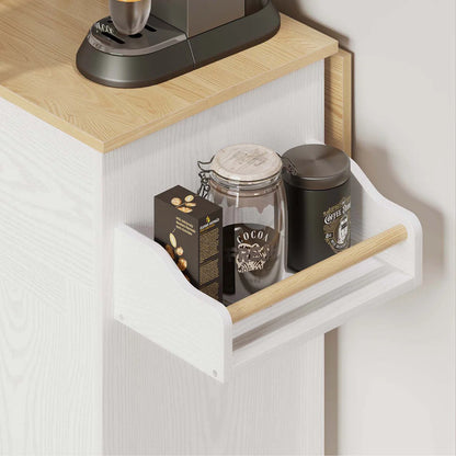 Kitchen Island Table: 35'' Foldable White Kitchen Cart with Cabinets, Drawers &amp; Wheels
