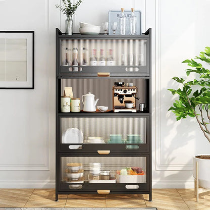 Kitchen Racks: Space-saving 27.6" kitchen rack with wooden shelves, microwave space, and sturdy design