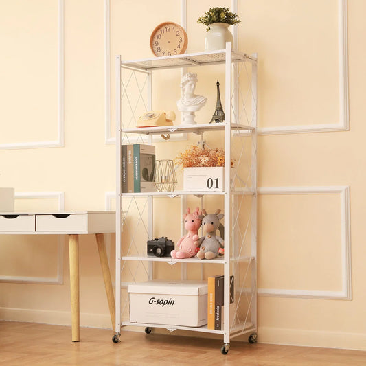 Kitchen Rack: 27.95'' W Steel Shelving Unit with Wheels