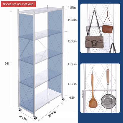 Kitchen Rack: 27.95'' W Steel Shelving Unit with Wheels