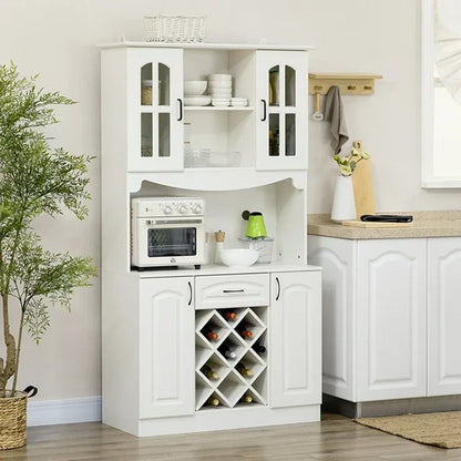 Microwave Stands: 28.54'' Compact Kitchen Pantry Cabinet with Microwave Storage