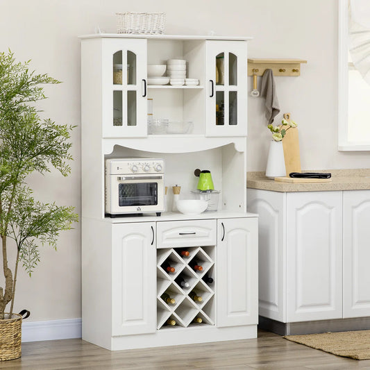 Microwave Stands: 28.54'' Compact Kitchen Pantry Cabinet with Microwave Storage