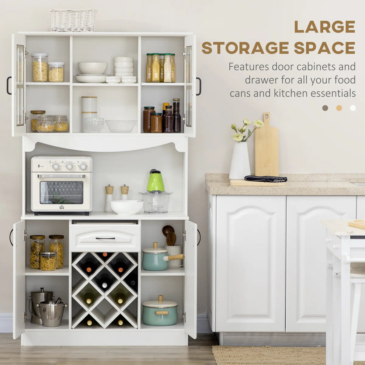 Microwave Stands: 28.54'' Compact Kitchen Pantry Cabinet with Microwave Storage