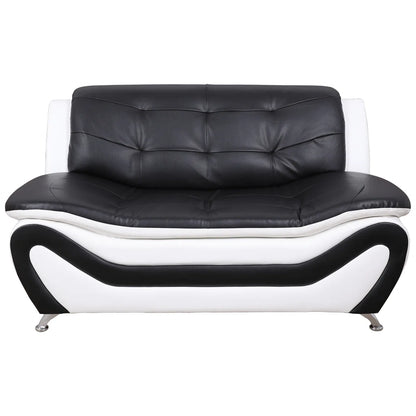 Luxury Sofa Sets: 76.5'' Wide Faux Leather 2-Piece Sofa Set with Loveseat in Black & White Finish