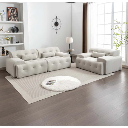 Luxury Sofa Sets: Modern 2-Piece Sofa and Loveseat Set with Tufted Design and Pillows