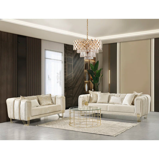 7 Seater Sofa Set: 2-Piece Velvet Living Room Set for Luxurious Comfort