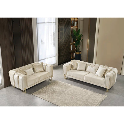 7 Seater Sofa Set: 2-Piece Velvet Living Room Set for Luxurious Comfort