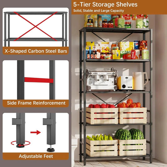 Kitchen Racks: Two-tiered, five-tiered, heavy-duty, 680kg load-capacity vertical storage shelves for organizing the kitchen and garage