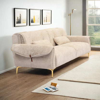 Luxury Sofa Sets: 3-Piece Swivel Chair Sofa Set in Plush Fabric with Toss Pillows