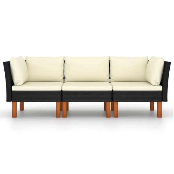 3-Seater Sofa: Patio Sofa with Cushions Poly Rattan
