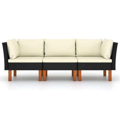3-Seater Sofa: Patio Sofa with Cushions Poly Rattan