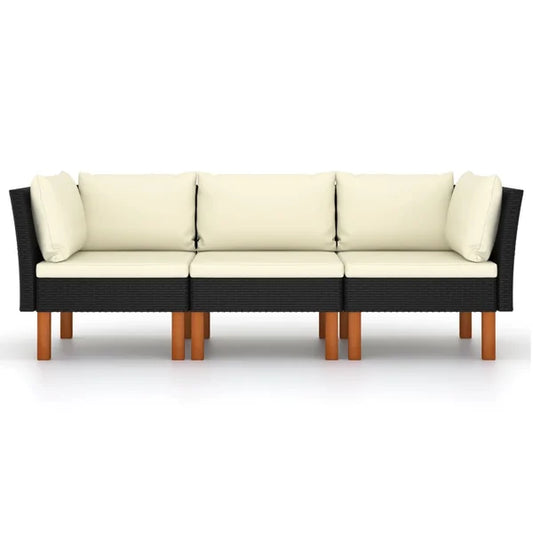 3-Seater Sofa: Patio Sofa with Cushions Poly Rattan