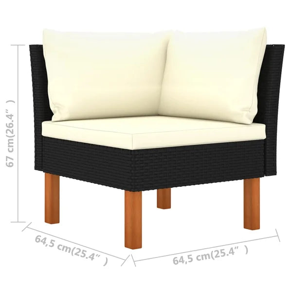 3-Seater Sofa: Patio Sofa with Cushions Poly Rattan