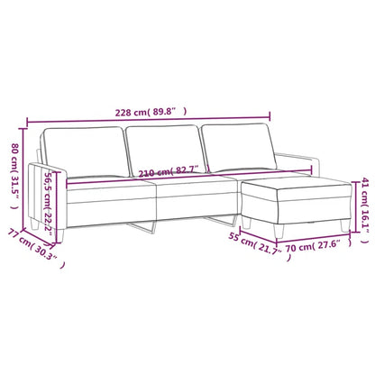 3-Seater Sofa with Footstool 82.7" Fabric