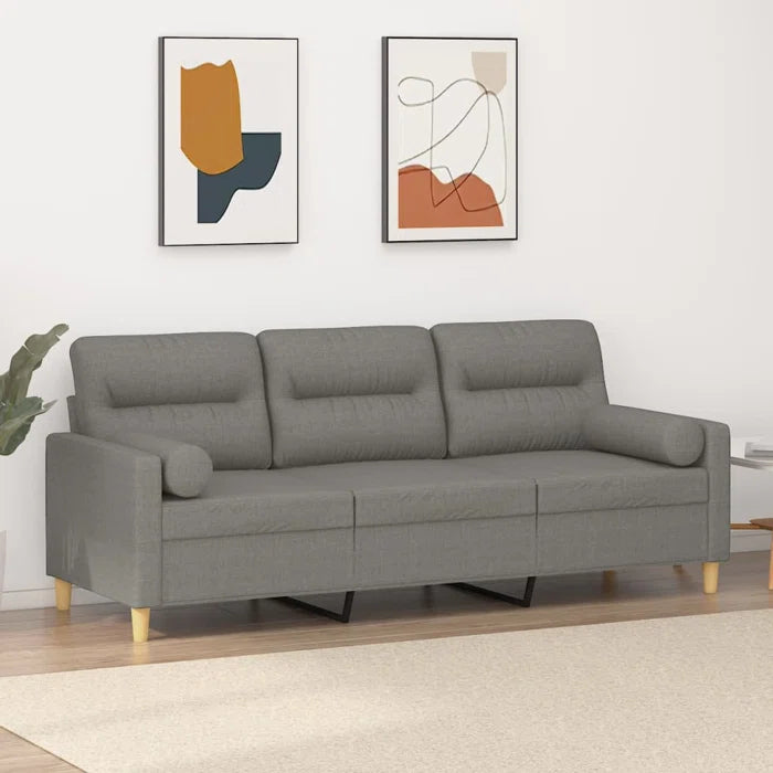 3-Seater Sofa with Pillows & Cushions 70.9" Fabric