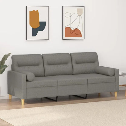 3-Seater Sofa with Pillows & Cushions 70.9" Fabric