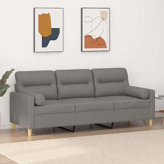 3-Seater Sofa with Pillows & Cushions 70.9" Fabric