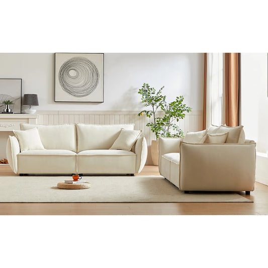 7 Seater Sofa Set: 3+3+1 Linen Fabric Living Room Sofa Combo