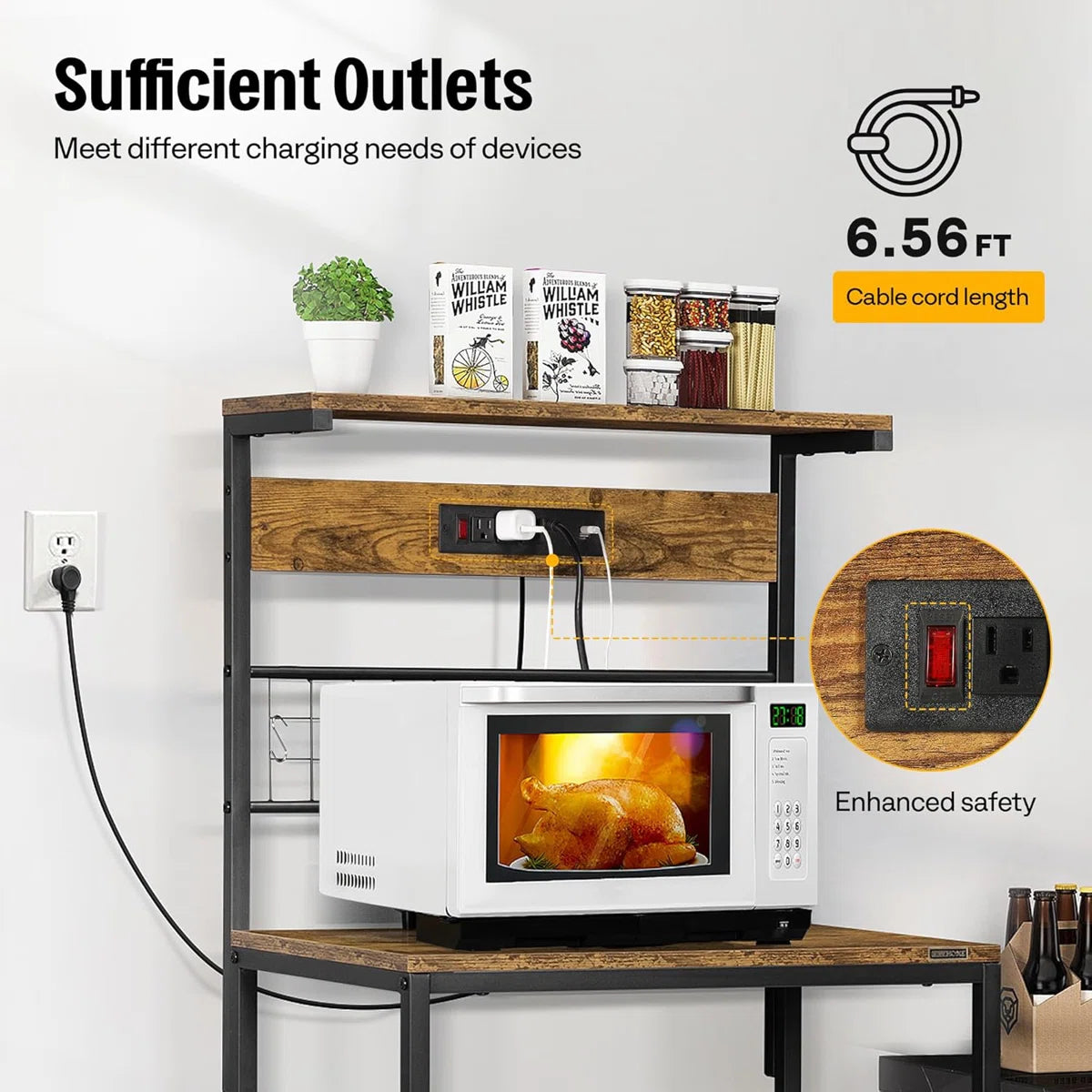 Kitchen Rack: 23.62'' Iron Standard Baker's Rack with Microwave Compatibility