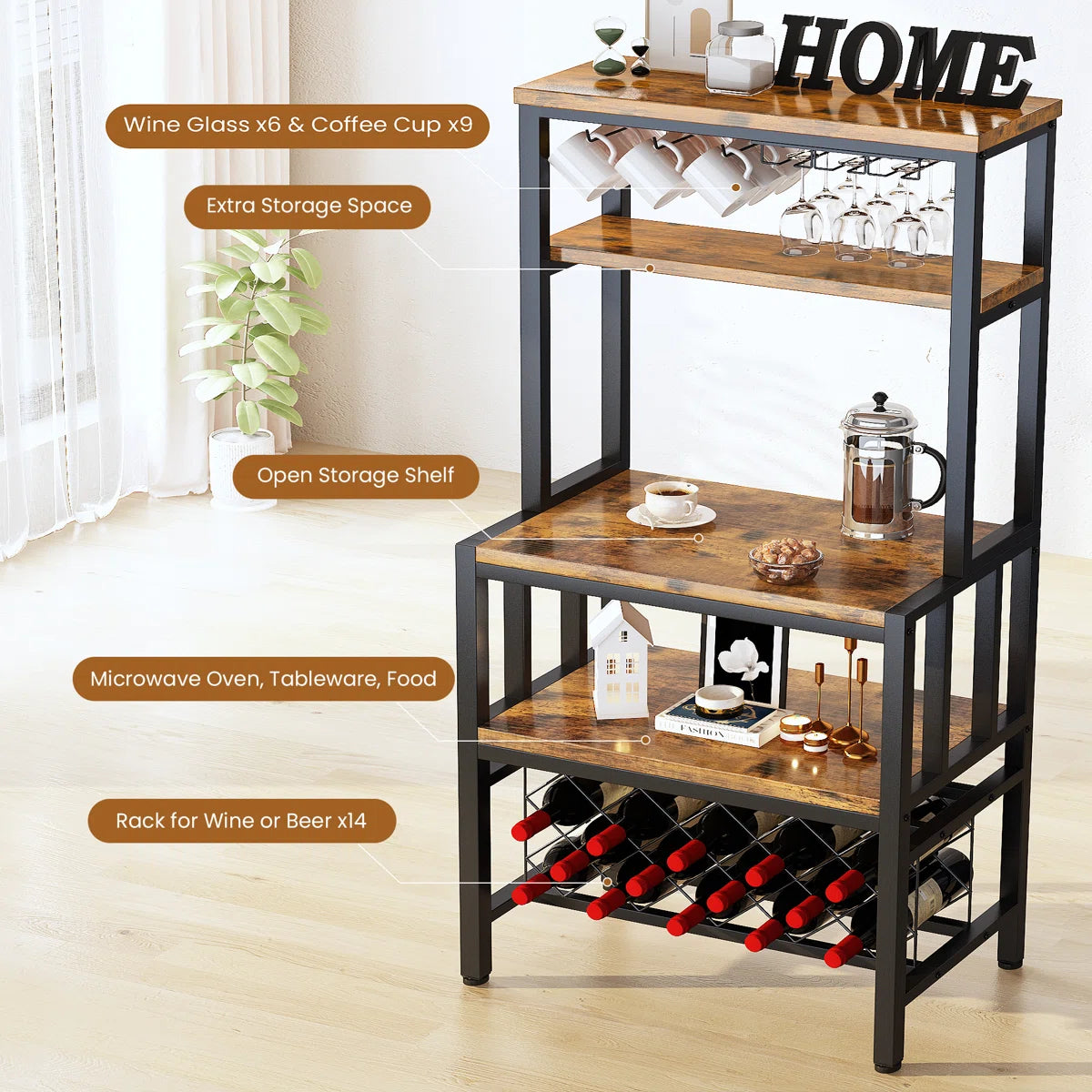 Kitchen Rack: 30.11'' Iron Standard Baker's Rack with Microwave Compatibility