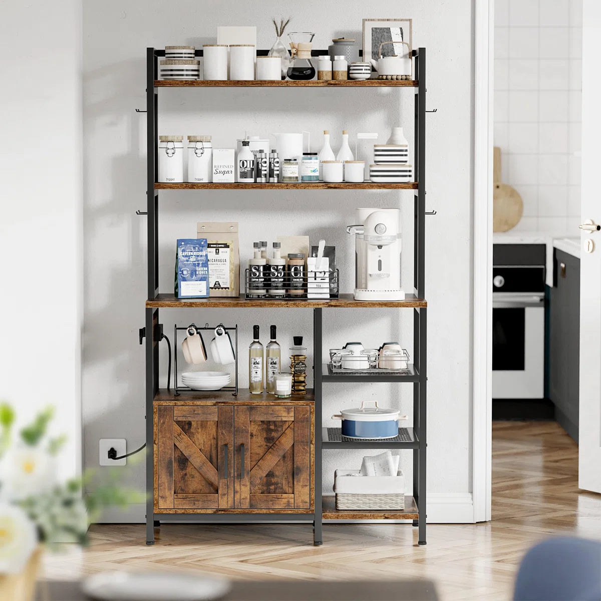 Modern Metal Kitchen Racks Kitchen Rack: 30'' Metal Baker's Rack with Microwave Compatibility ...