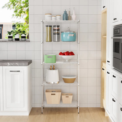 Kitchen Rack: 30'' W Metal Shelving Unit with Wheels