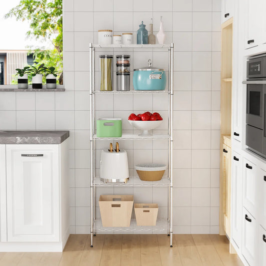 Kitchen Rack: 30'' W Metal Shelving Unit with Wheels