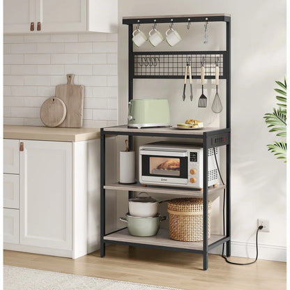 Kitchen Rack: 31.5'' Coffee Bar Stand With Adjustable Storage Shelf