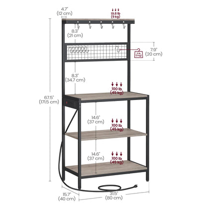 Kitchen Rack: 31.5'' Coffee Bar Stand With Adjustable Storage Shelf