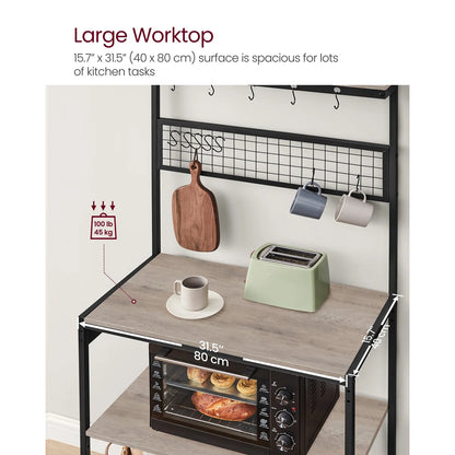 Kitchen Rack: 31.5'' Coffee Bar Stand With Adjustable Storage Shelf