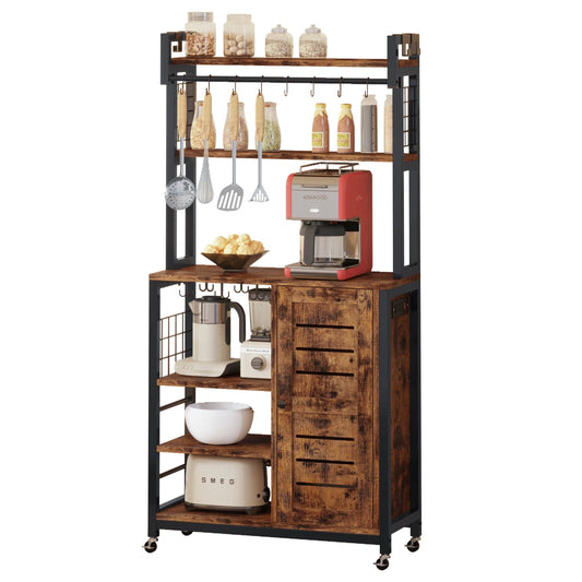 Kitchen Rack: 31.5'' Metal Standard Baker's Rack with Microwave Compatibility, Made of Solid and Manufactured Wood