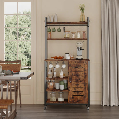 Kitchen Rack: 31.5'' Metal Standard Baker's Rack with Microwave Compatibility, Made of Solid and Manufactured Wood